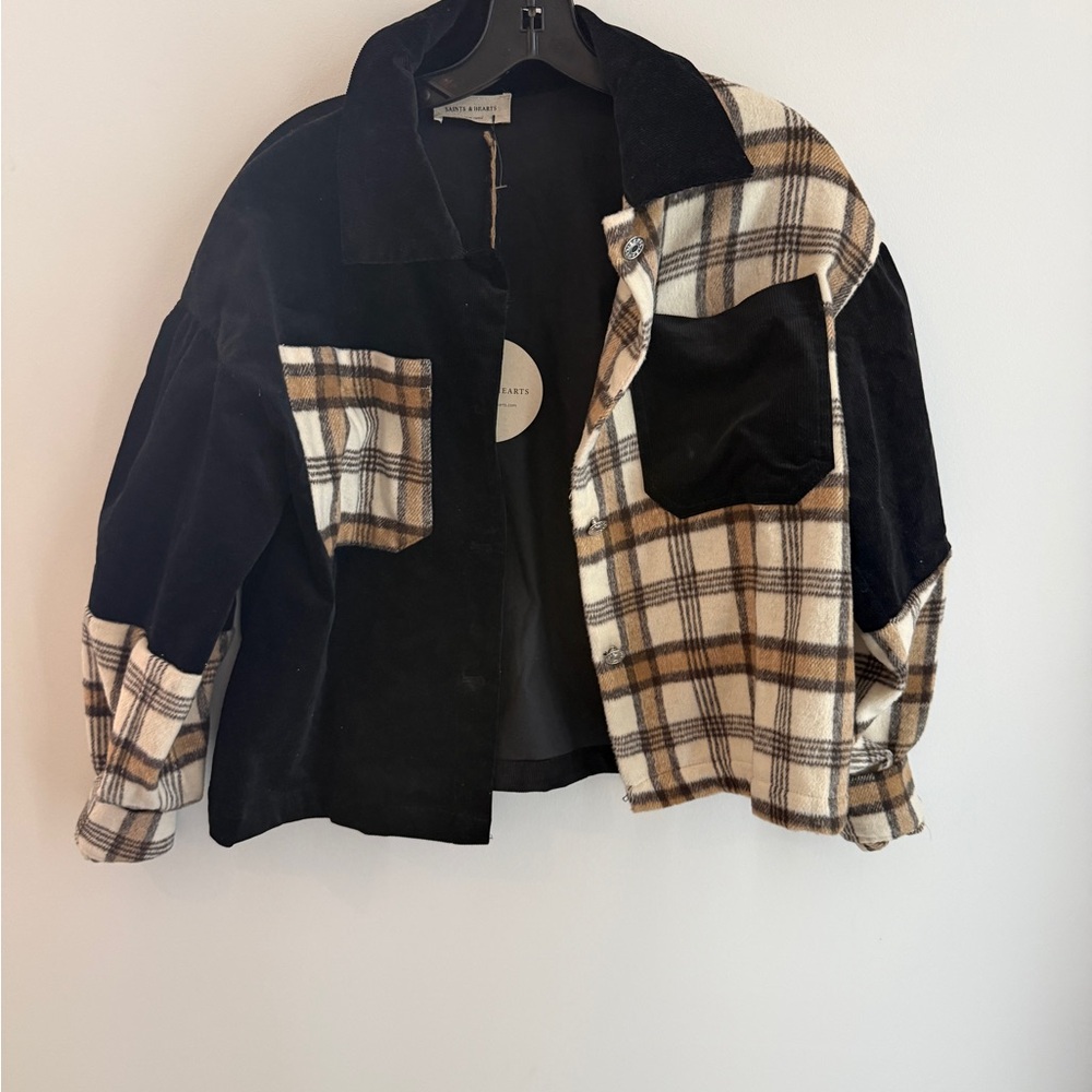 Plaid Black and Brown Women's Jacket NWT